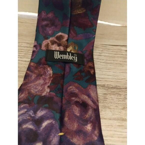 Wembley Floral Print Tie For Men 57" Long Multicolor Polyester - Picture 3 of 3